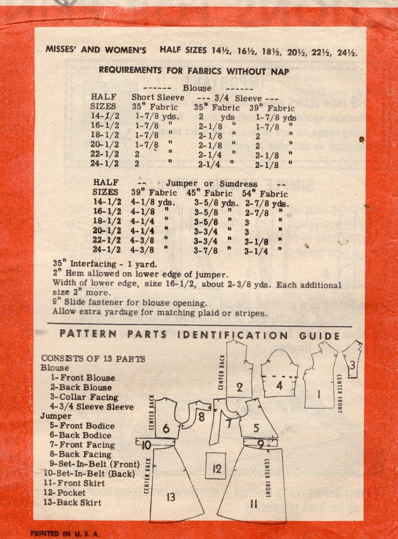 1960’s Mail Order Wrap Dress Pattern and Fitted Blouse - Bust 35” - No. 9346