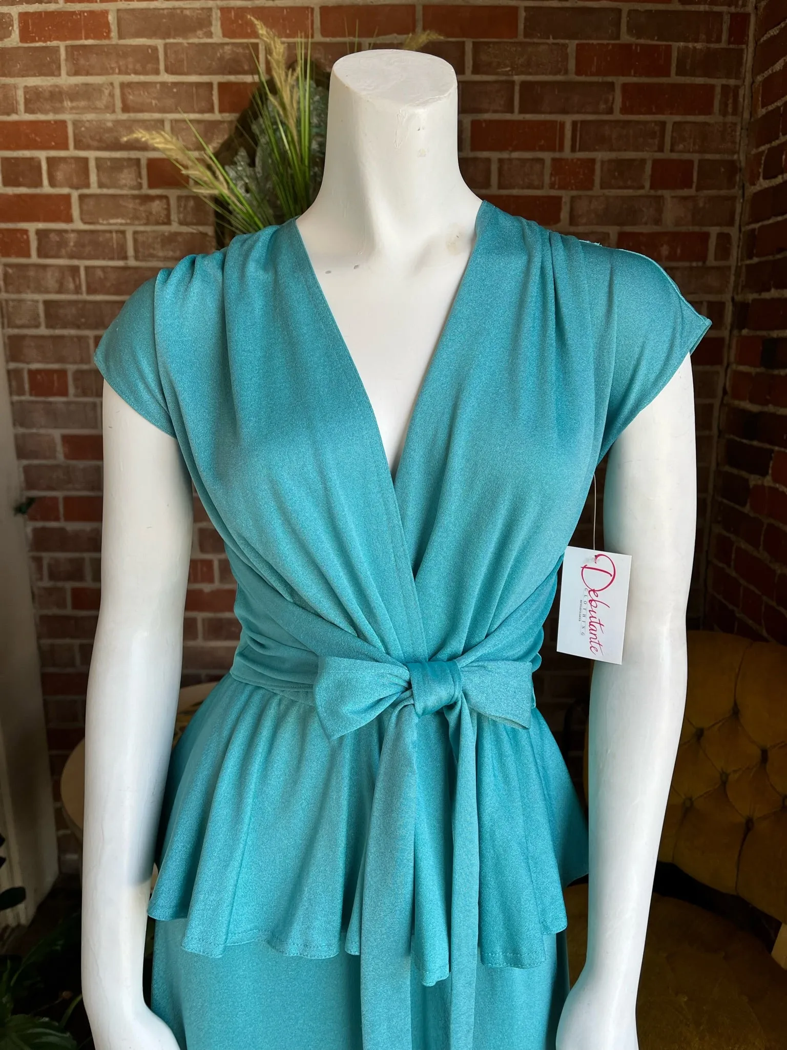 1970s Seafoam Jersey Dress