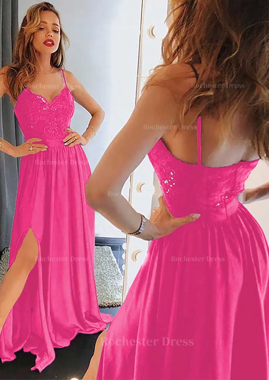 A-line/Princess Sweetheart Sleeveless Long/Floor-Length Charmeuse Prom Dress With Split Lace