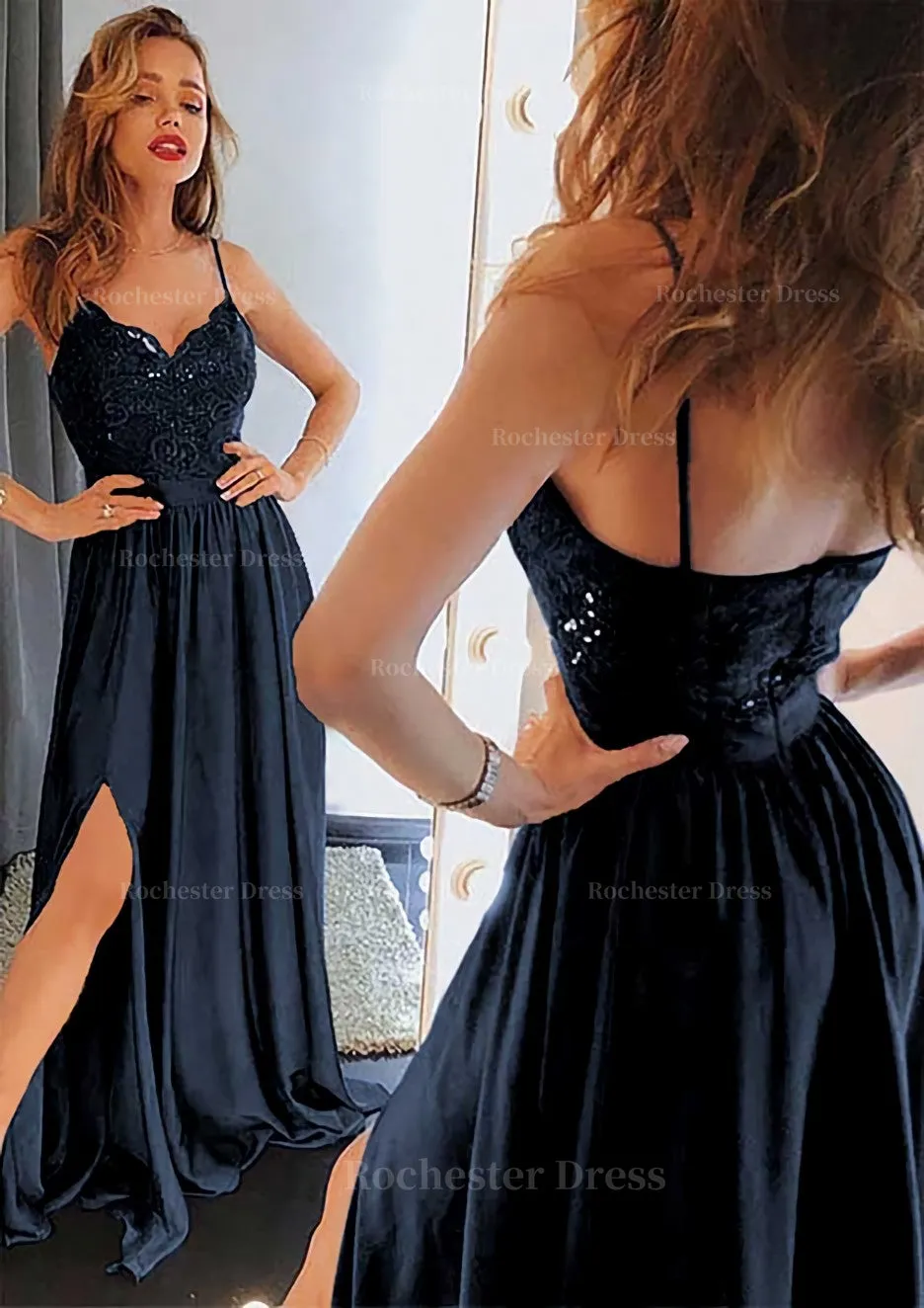 A-line/Princess Sweetheart Sleeveless Long/Floor-Length Charmeuse Prom Dress With Split Lace