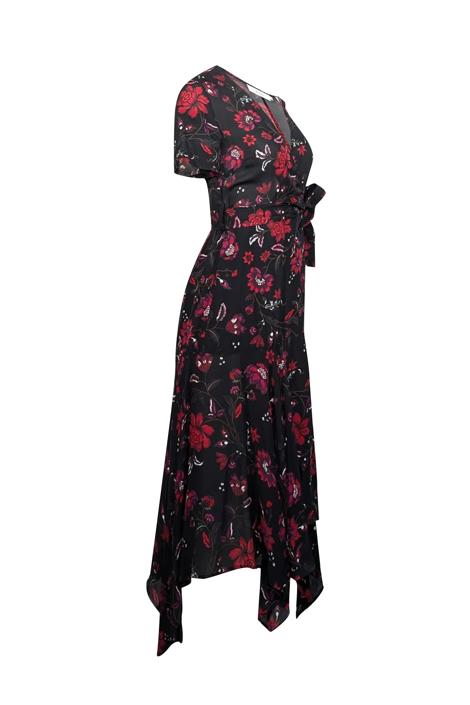 A.L.C. -  Black & Red Floral Wrap Dress Sz 0