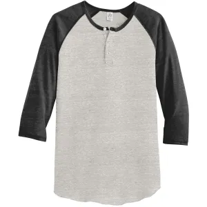 Alternative Apparel Men's Oatmeal/Black Eco-Jersey 3/4-Sleeve Raglan Henley