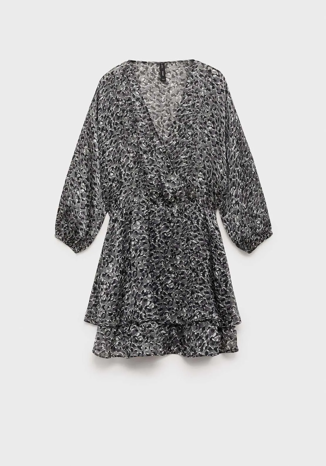 Animal-print ruffled dress - Black