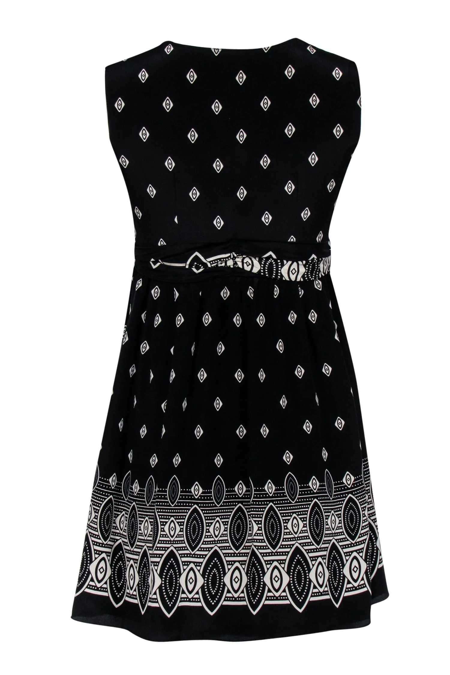 Anna Sui - Black & Cream Sleeveless Wrap Mini Dress Sz XS