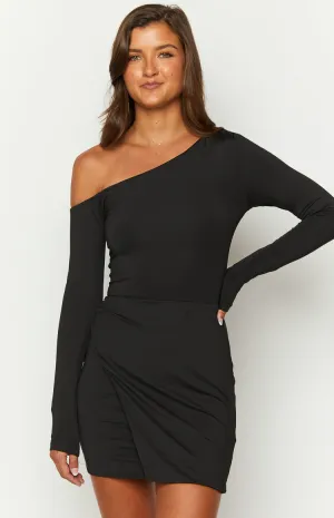 Antonio Black Long Sleeve Mini Dress