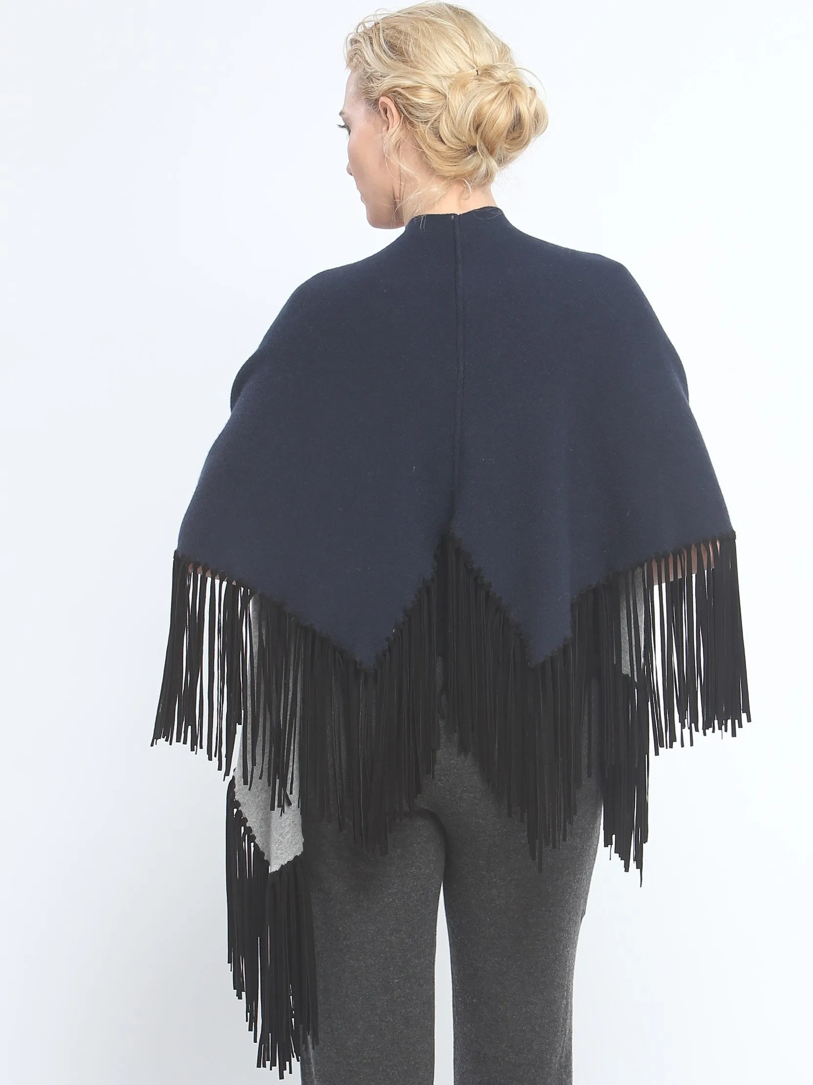 Asymmetrical Reversible Fringed Wrap