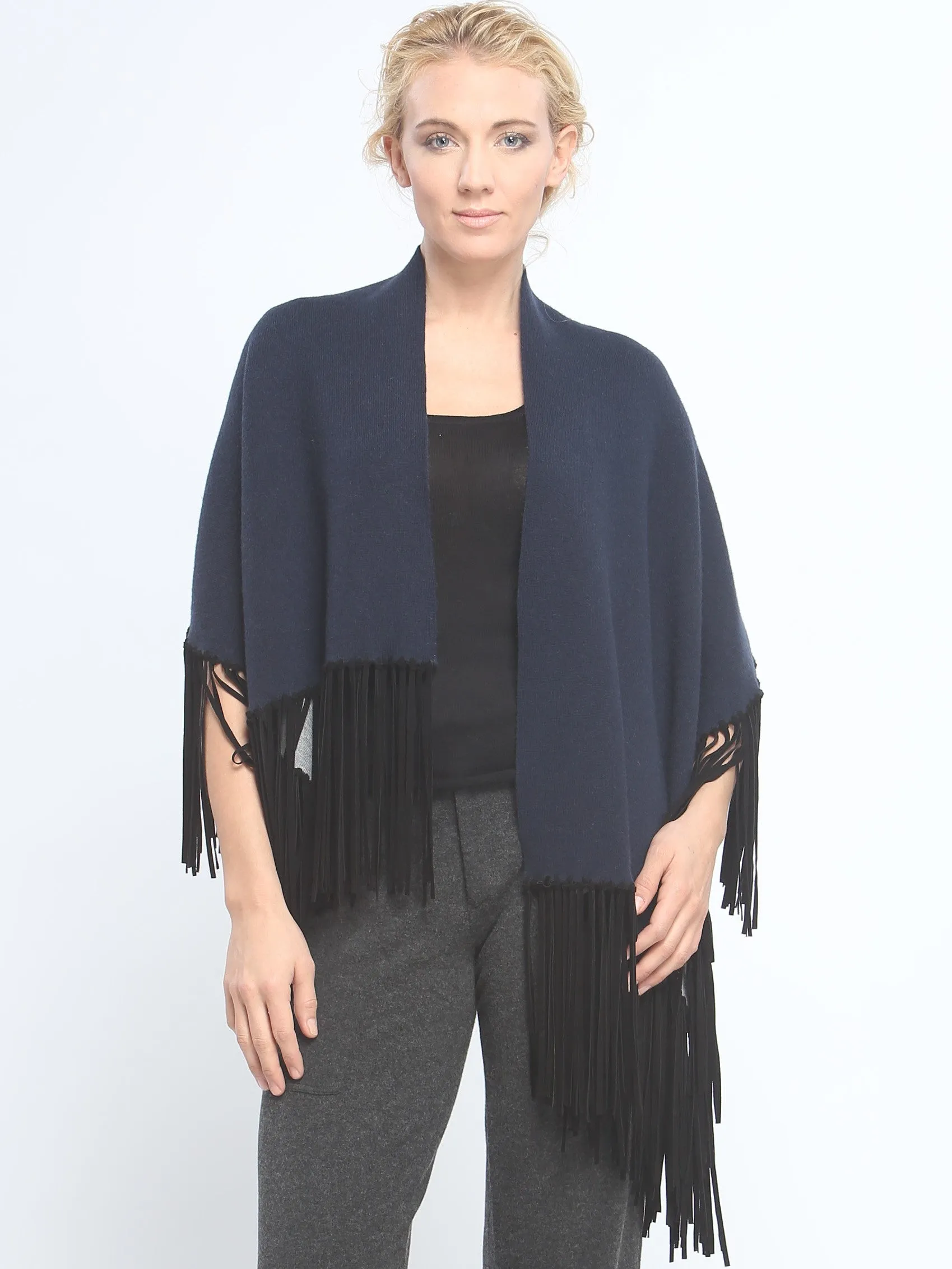 Asymmetrical Reversible Fringed Wrap