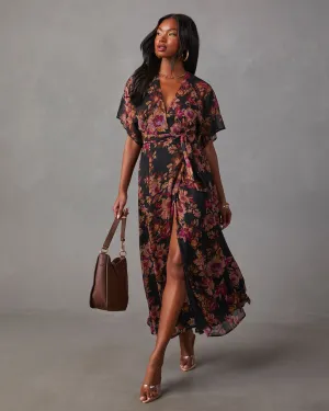 Aubrey Surplice Chiffon Floral Maxi Dress