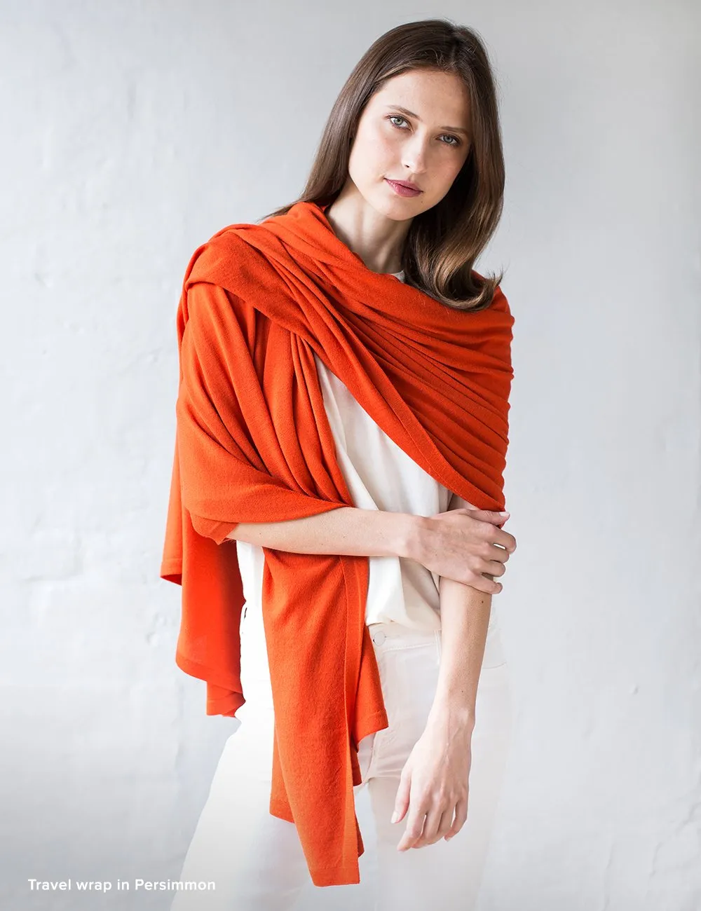 Australian Superfine Merino Wrap - Persimmon