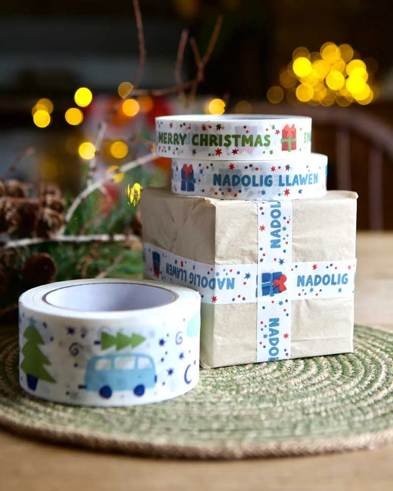 Babipur Wide Eco Paper Tape - ﻿Christmas Camper Van