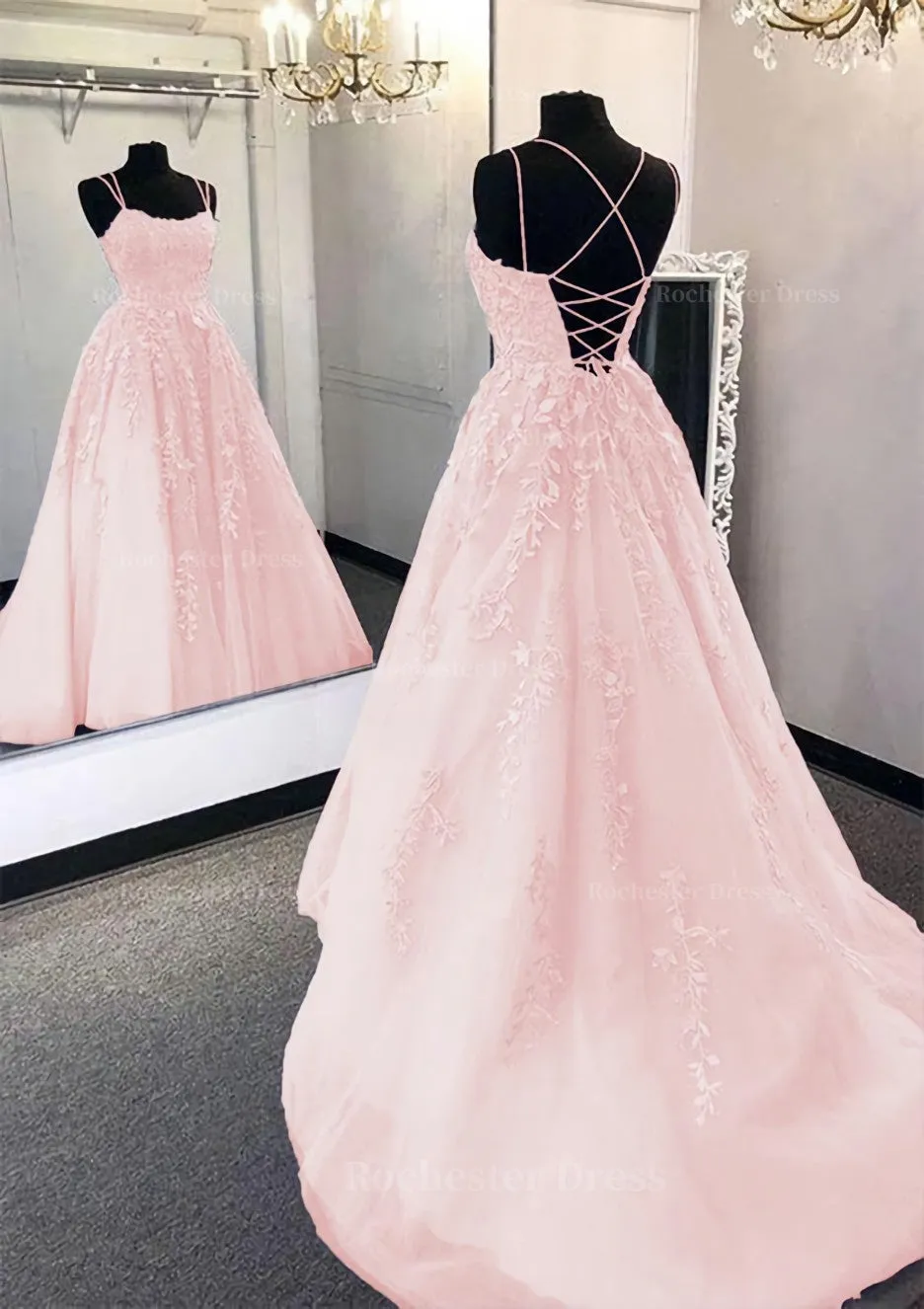 Ball Gown Scoop Neck Long/Floor-Length Tulle Prom Dress