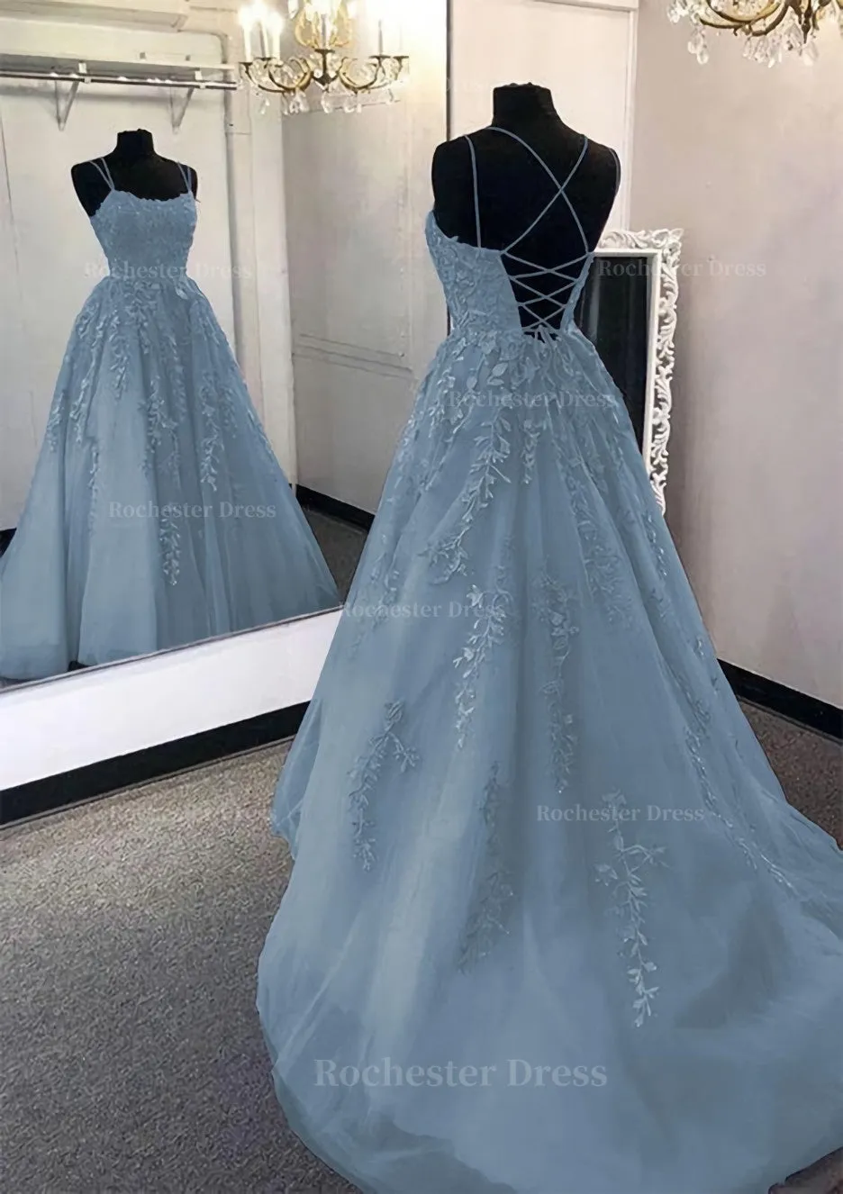 Ball Gown Scoop Neck Long/Floor-Length Tulle Prom Dress