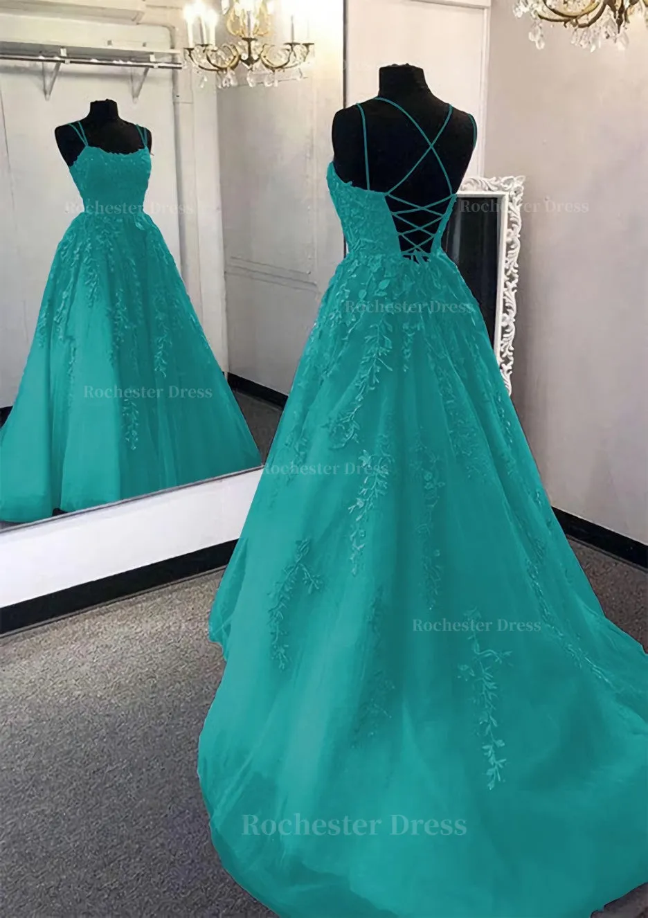 Ball Gown Scoop Neck Long/Floor-Length Tulle Prom Dress