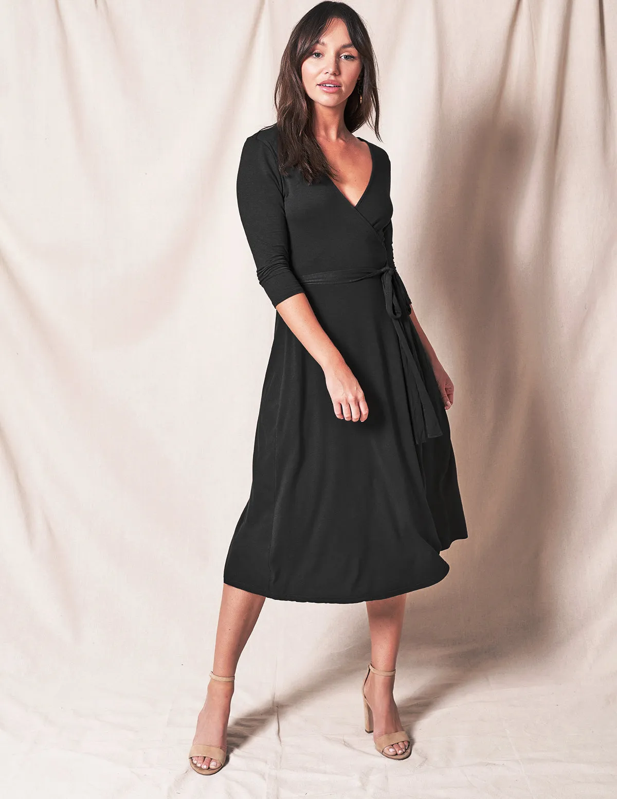 Bamboo / Organic Cotton Wrap Dress - Black- Medium, Large and XL Only