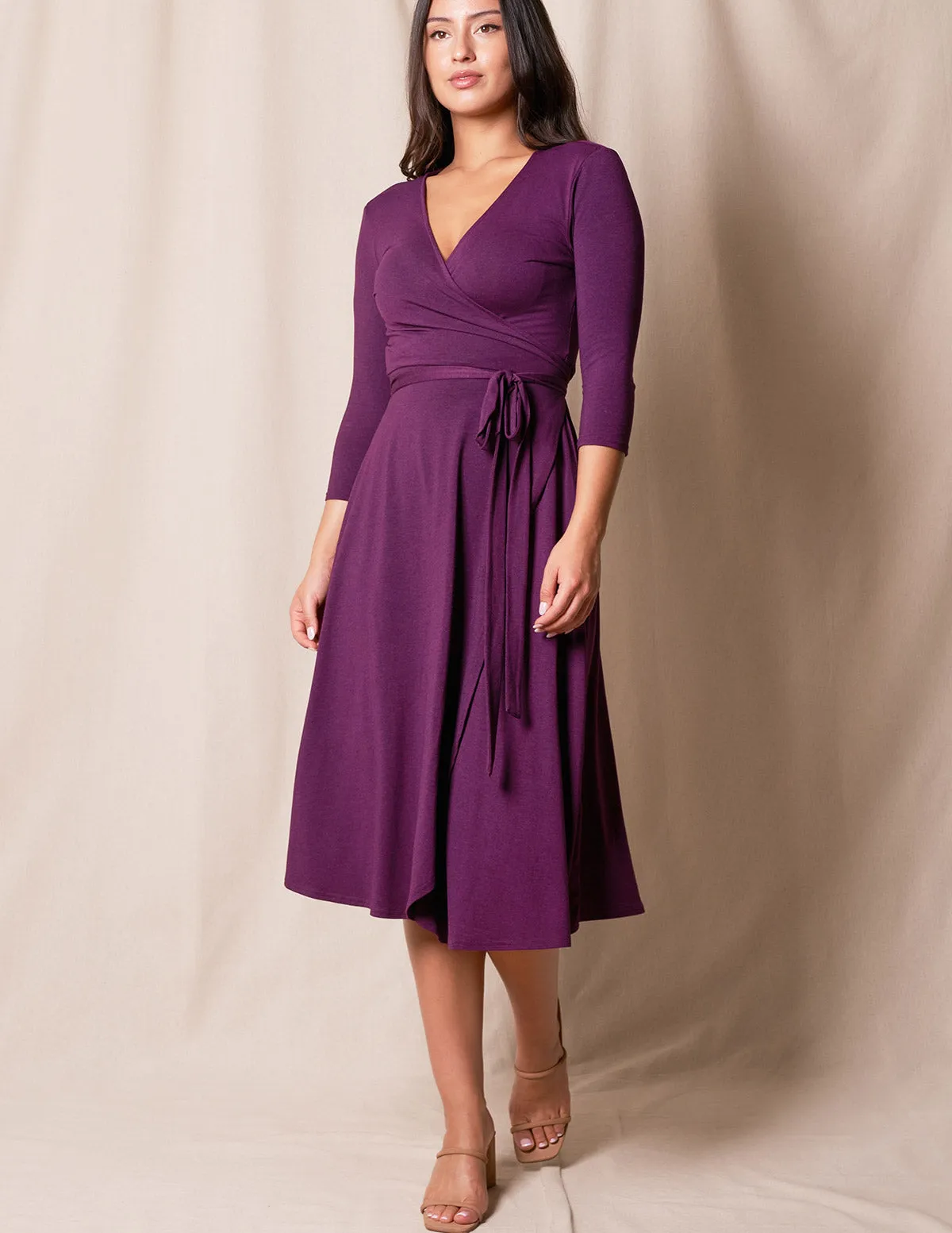 Bamboo / Organic Cotton Wrap Dress - Plum- Large and XL Only