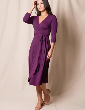 Bamboo / Organic Cotton Wrap Dress - Plum- Large and XL Only