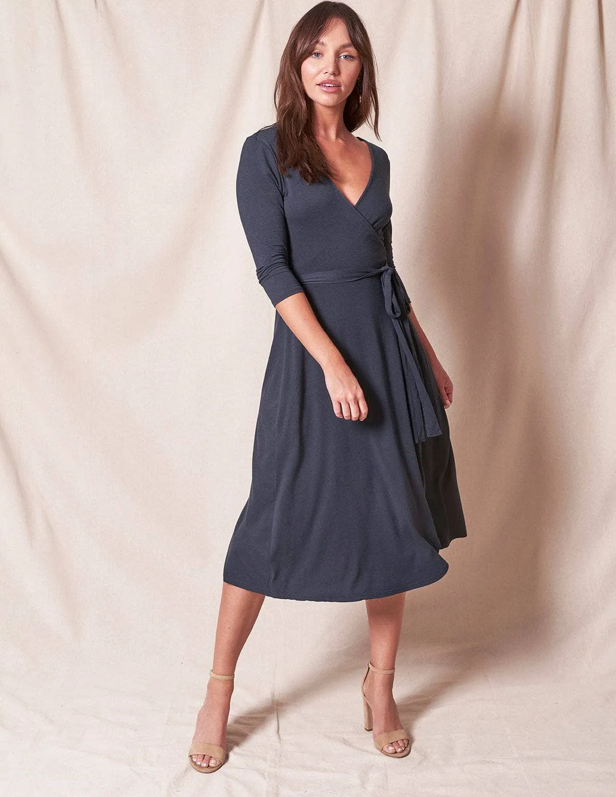 Bamboo / Organic Cotton Wrap Dress - Titanium - Medium and Large Only