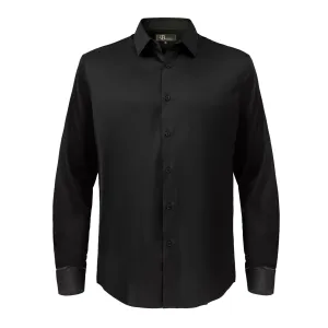 Barocco Luxe Satin Stretch Shirt BLACK