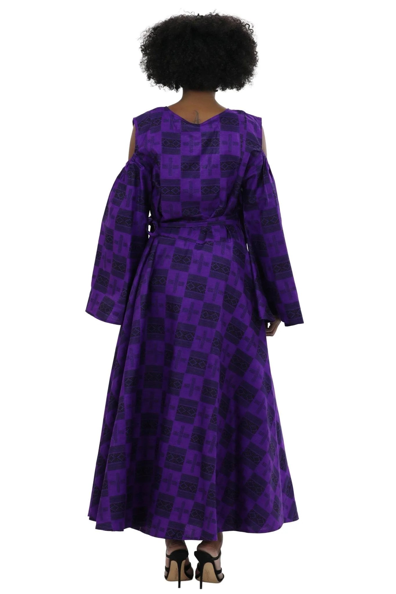 Bell Sleeves African Print Wrap Dress 1918