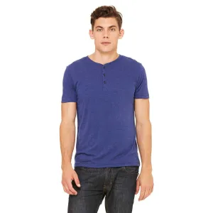 Bella   Canvas Men's Navy Triblend Short-Sleeve Henley