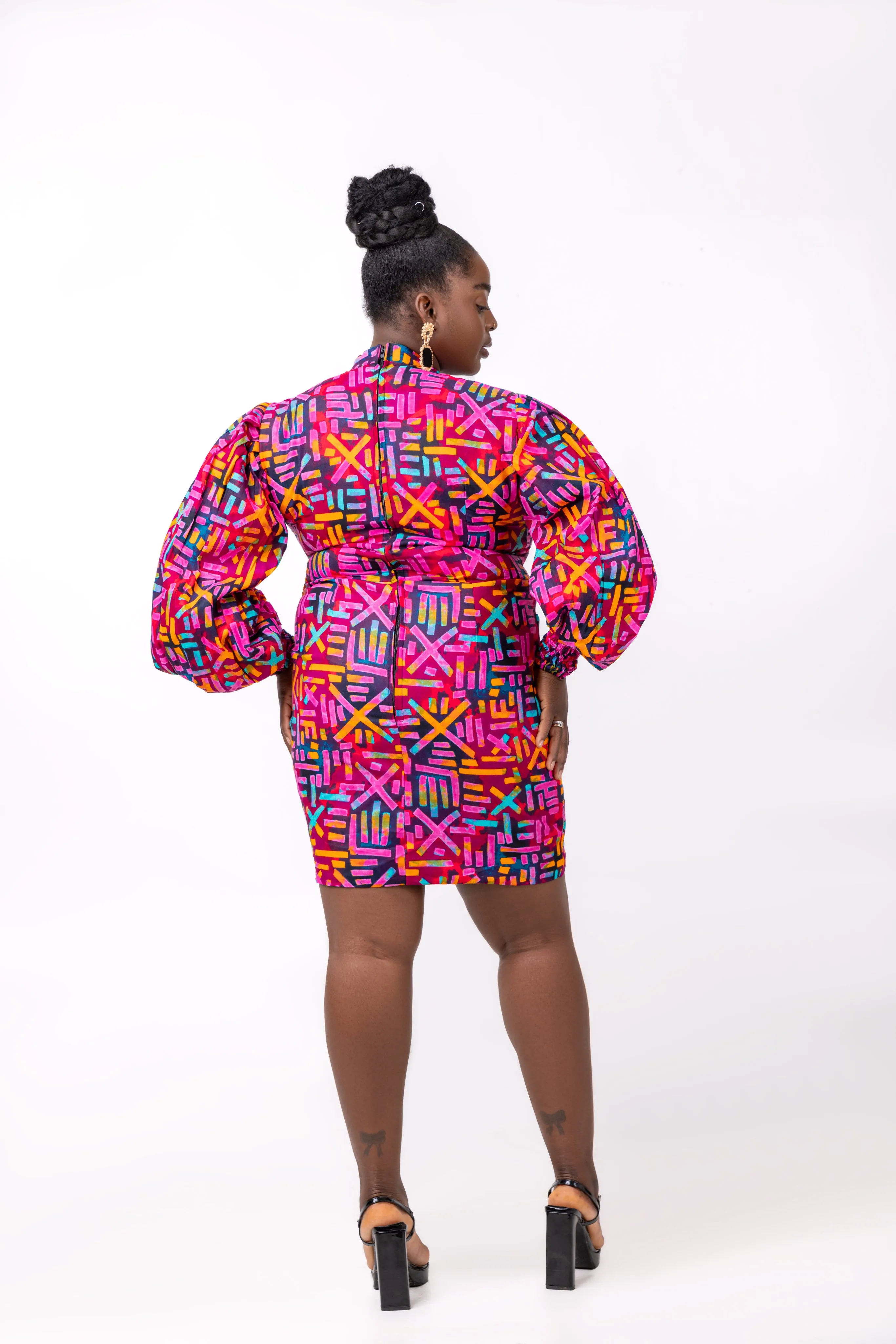 Betty Ankara Short Mini Dress | Pink African Print