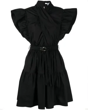 Black Finn Ruffle Wrap Dress