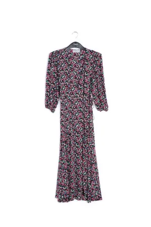 Black floral-print wrap maxi dress