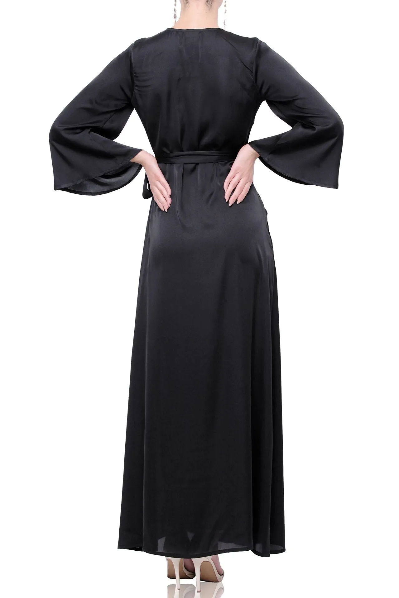 Black Long Sleeve Wrap Dress