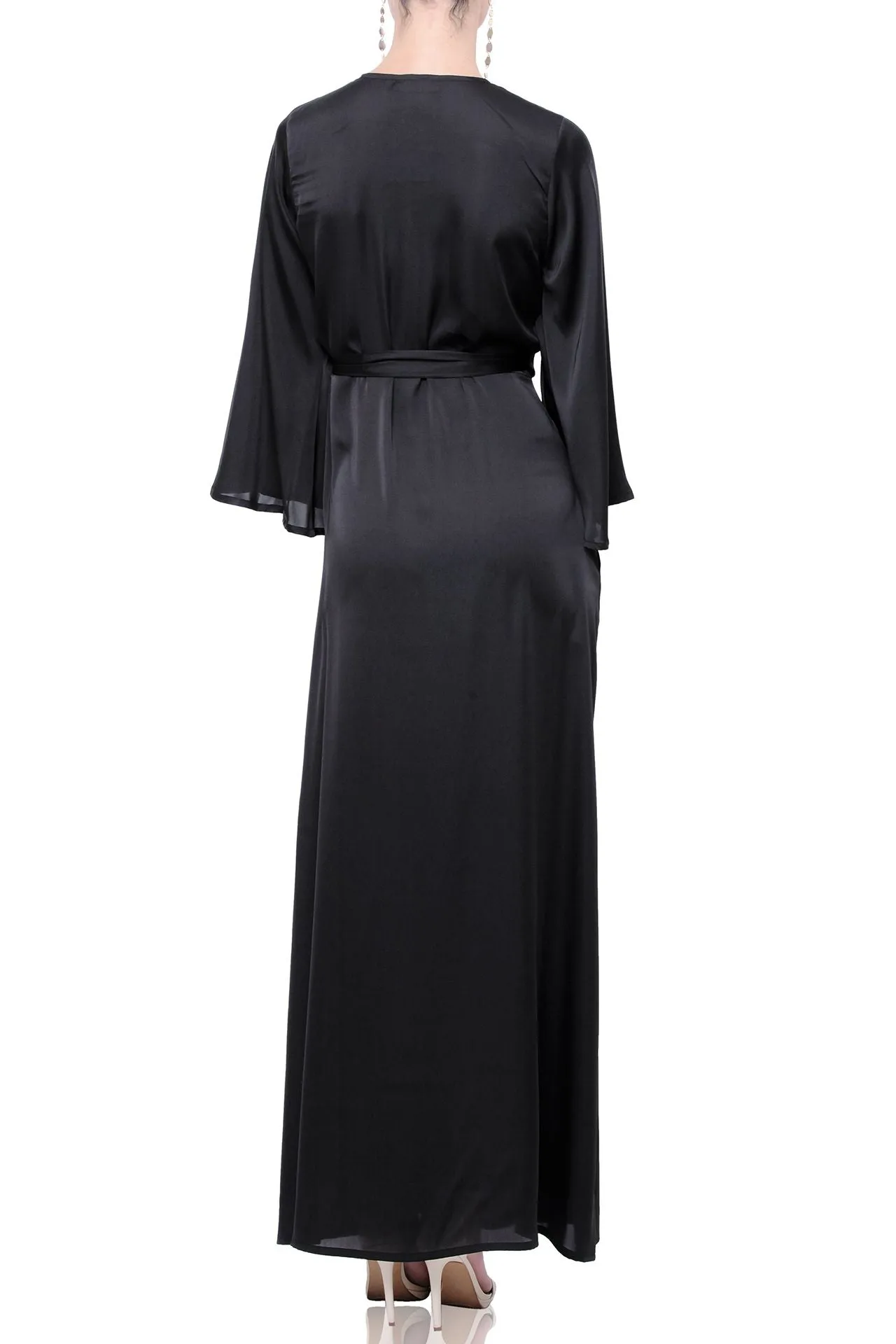 Black Long Sleeve Wrap Dress