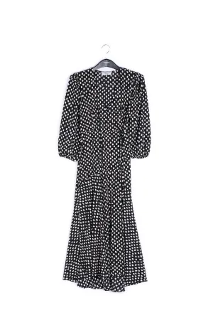 Black polka dot wrap maxi dress