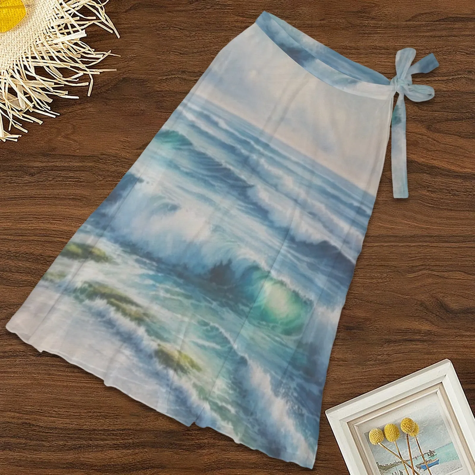 Blue Ocean Bathing Suit Cover Up, Wrap-Around Skirt