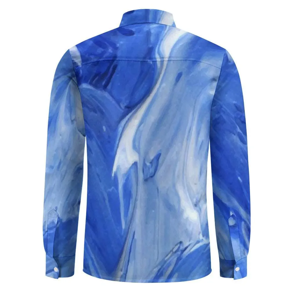 Blue Swirl One Pocket Long Sleeve Shirt