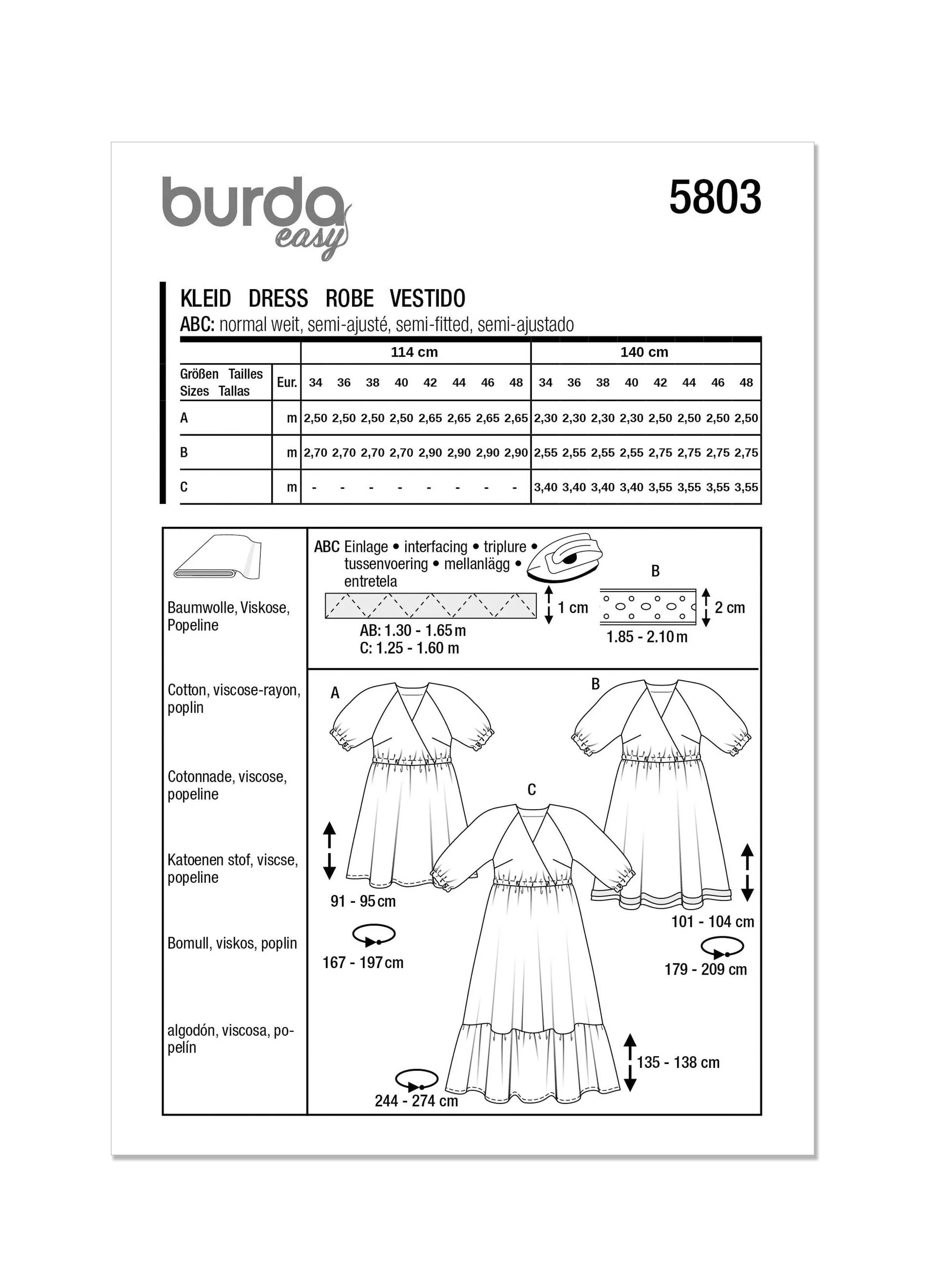 Burda Style 5803 Easy to sew Dress Pattern