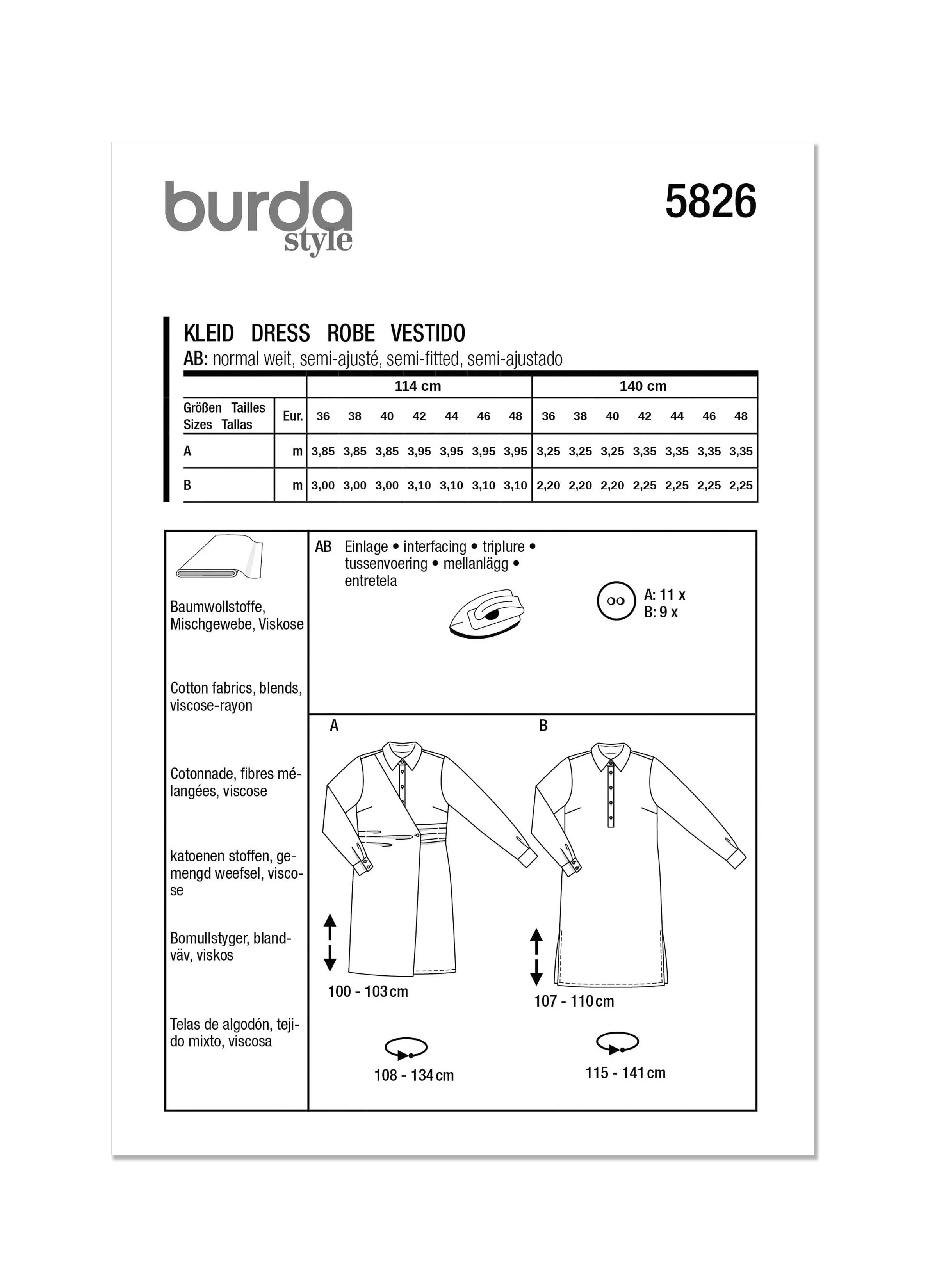 Burda Style Pattern 5826 Misses' Dress