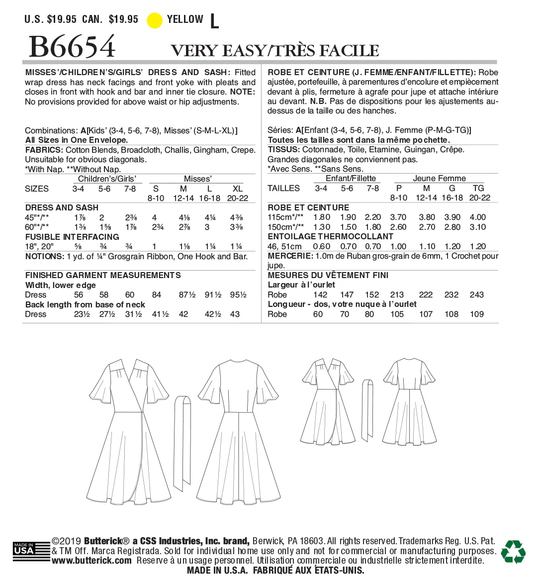 Butterick Pattern B6654 Misses' Dress