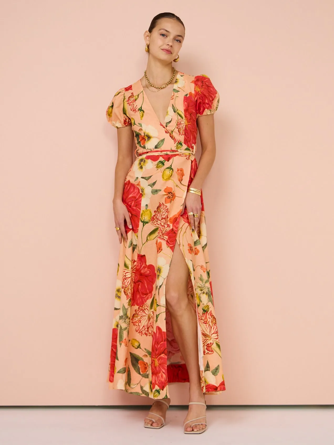 By Nicola Havanna Wrap Maxi Dress in Raspberry Punch Floral