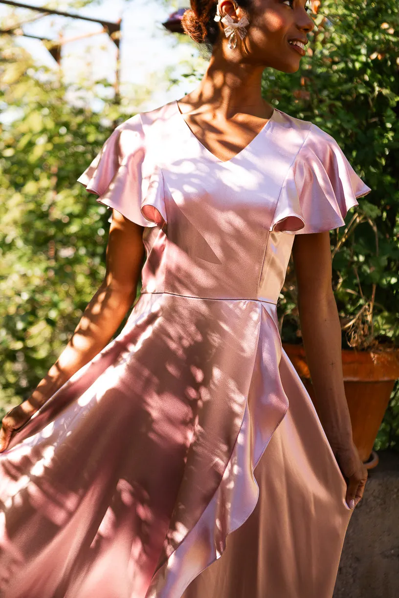 Callie Dress in Blush Satin