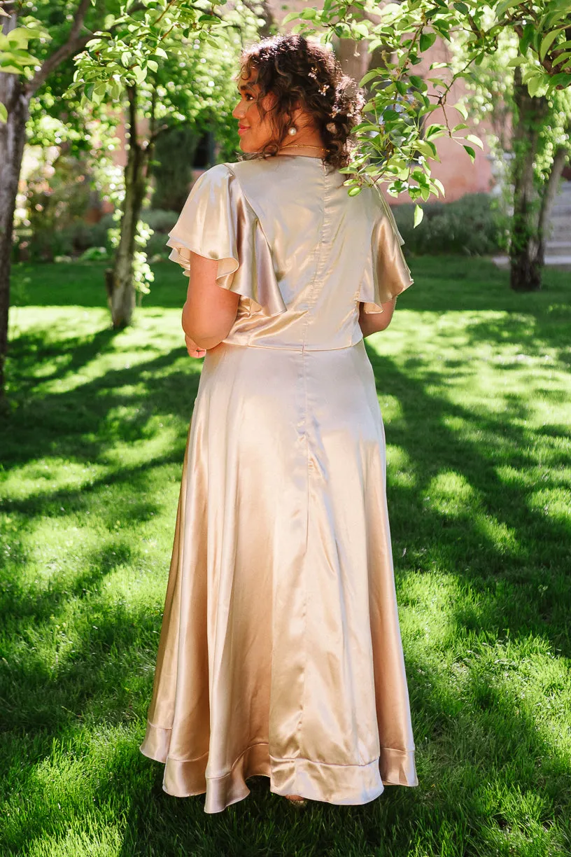 Callie Dress in Champagne Satin