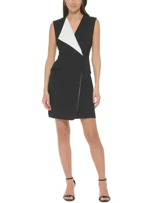 Calvin Klein Colorblocked Faux-Wrap Sleeveless Dress