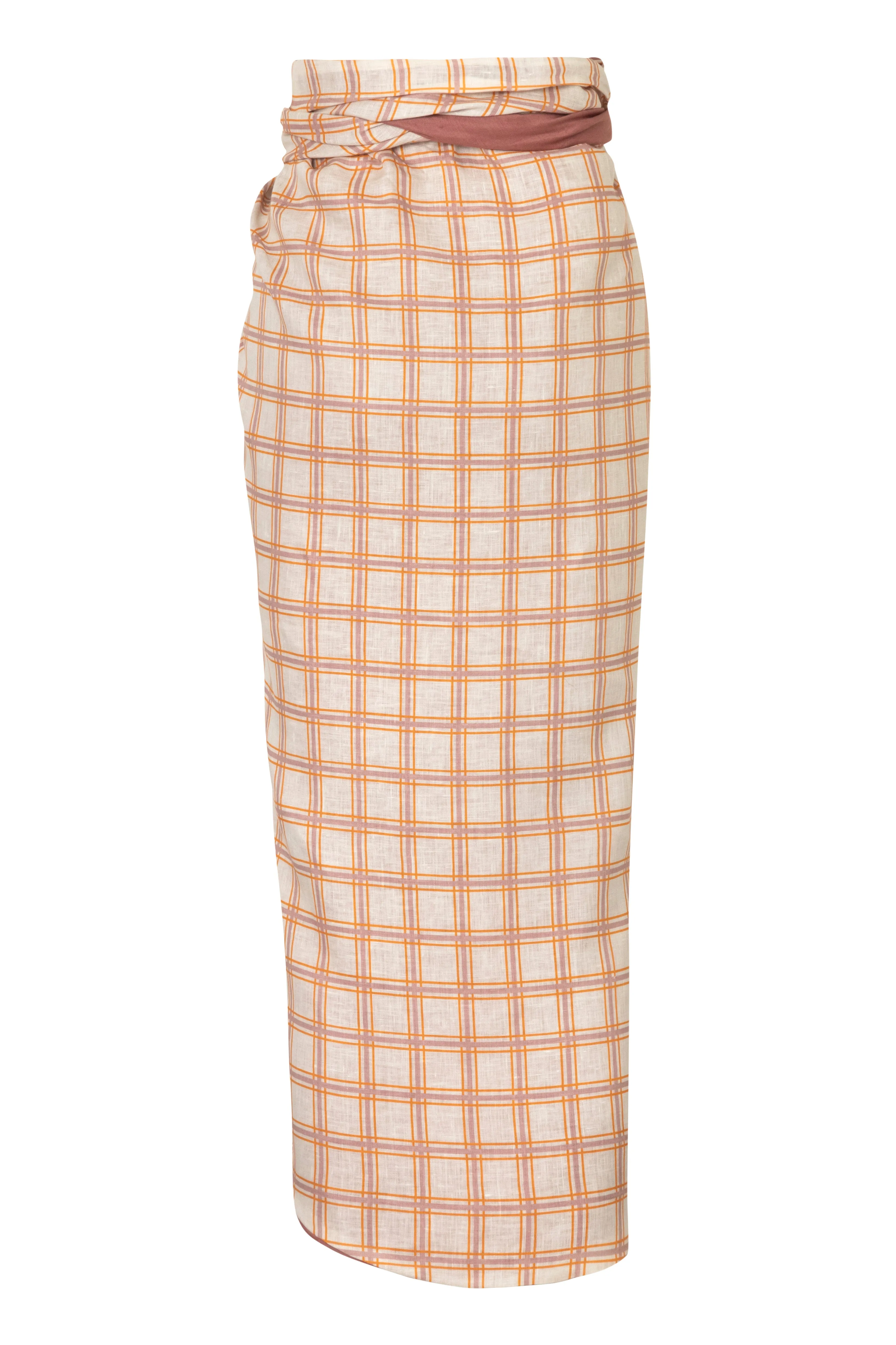 Capurgana Linen Skirt / Cream and Butter Scotch - Pink