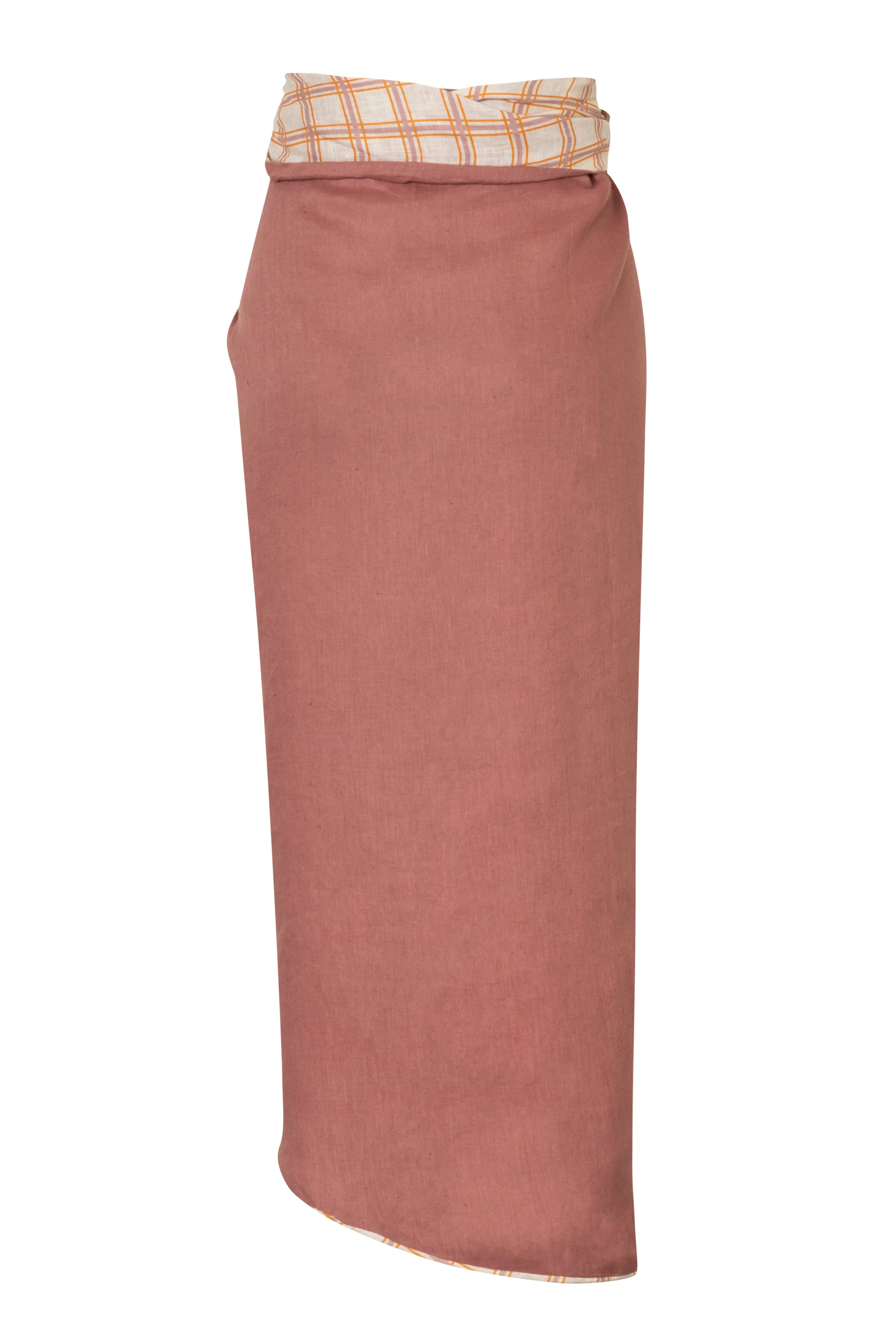 Capurgana Linen Skirt / Cream and Butter Scotch - Pink