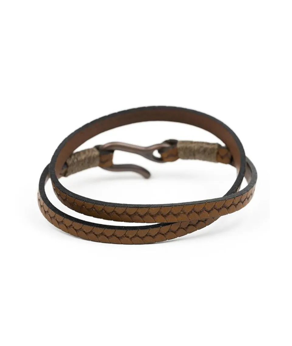 Caputo & Co. Embossed Braid Double Wrap in Dark Brown