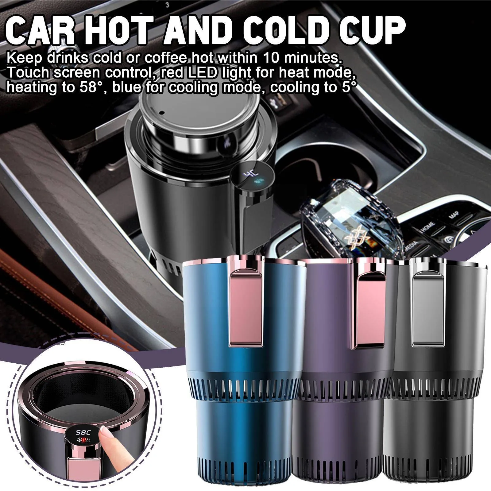 Car Heating Water Cup Car Coffee Warmer Beverage Temperature Display