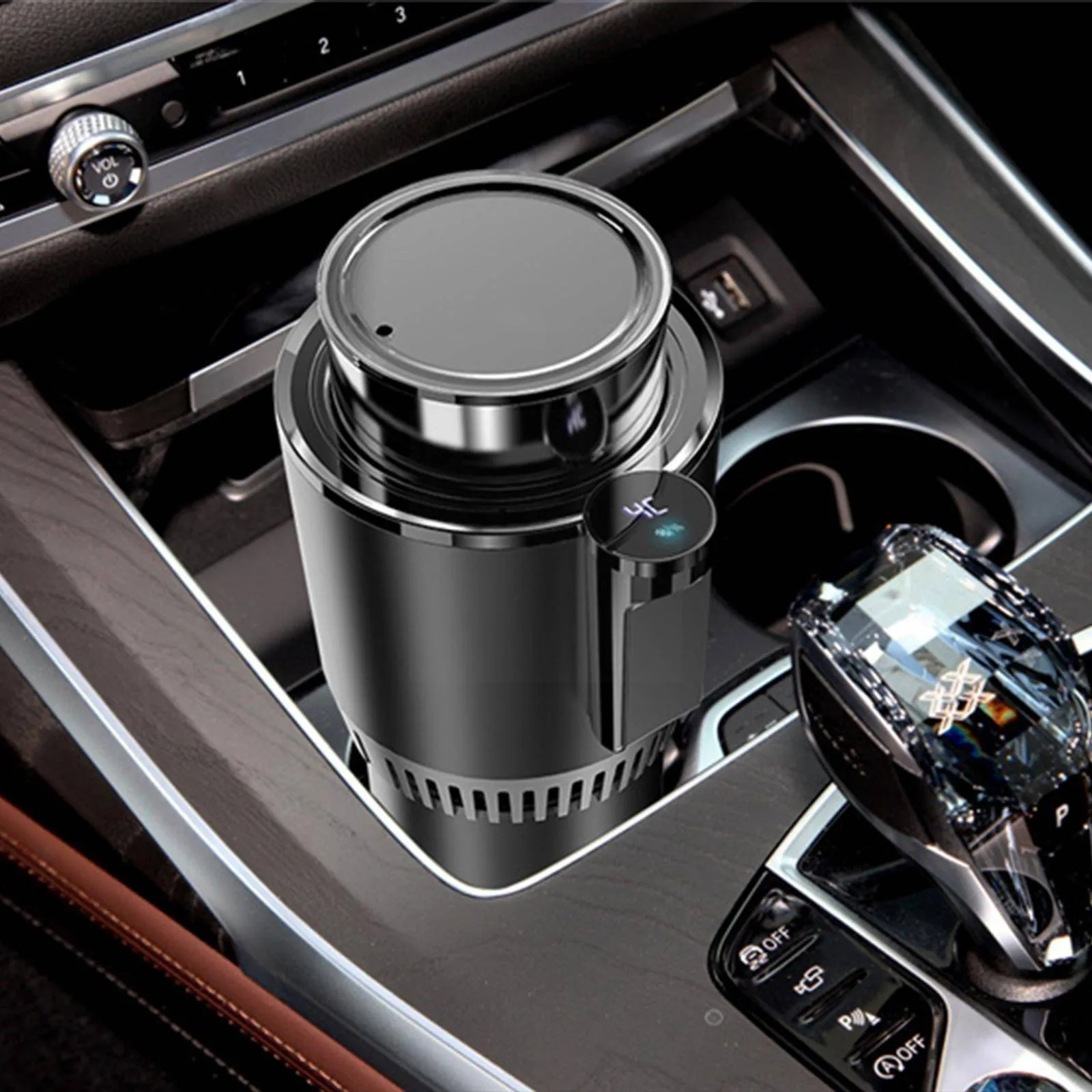 Car Heating Water Cup Car Coffee Warmer Beverage Temperature Display