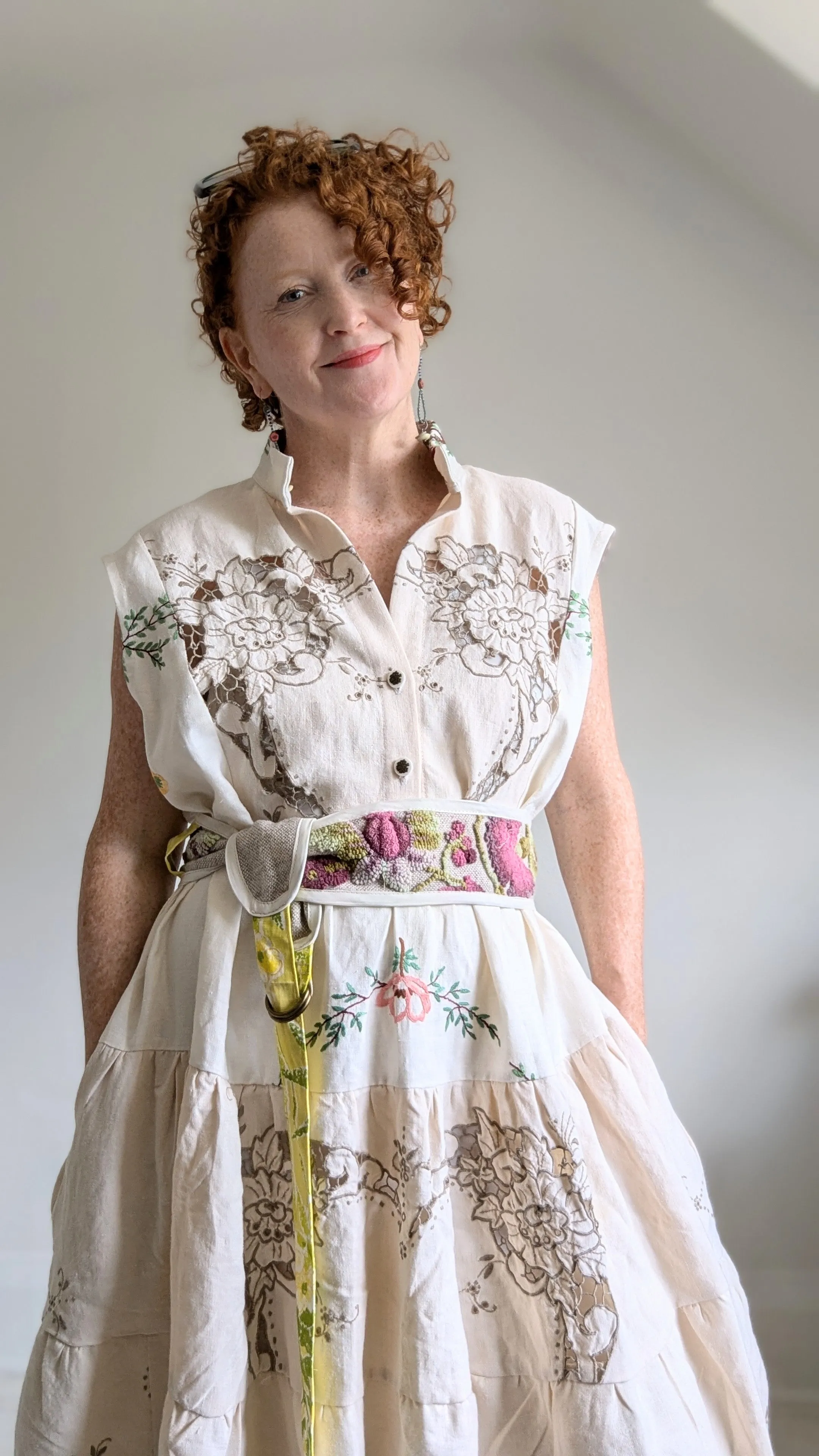 Carrie Dress - One of a Kind Upcycled & Vintage Cotton & Linen  Size 2X/3X #CAR18