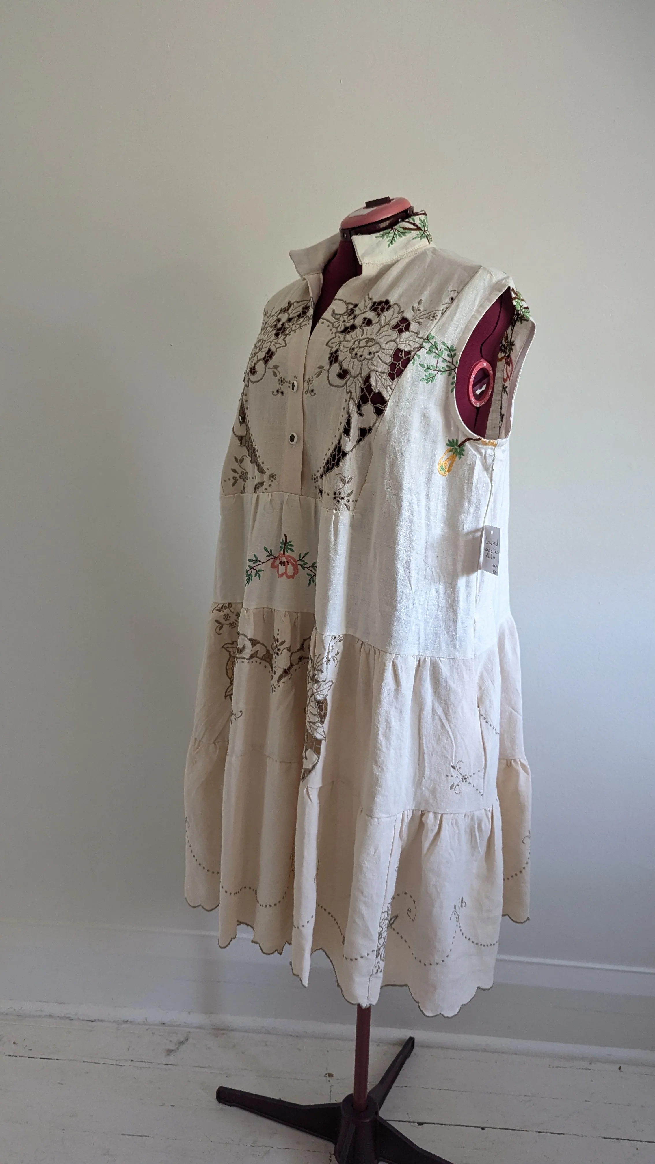 Carrie Dress - One of a Kind Upcycled & Vintage Cotton & Linen  Size 2X/3X #CAR18