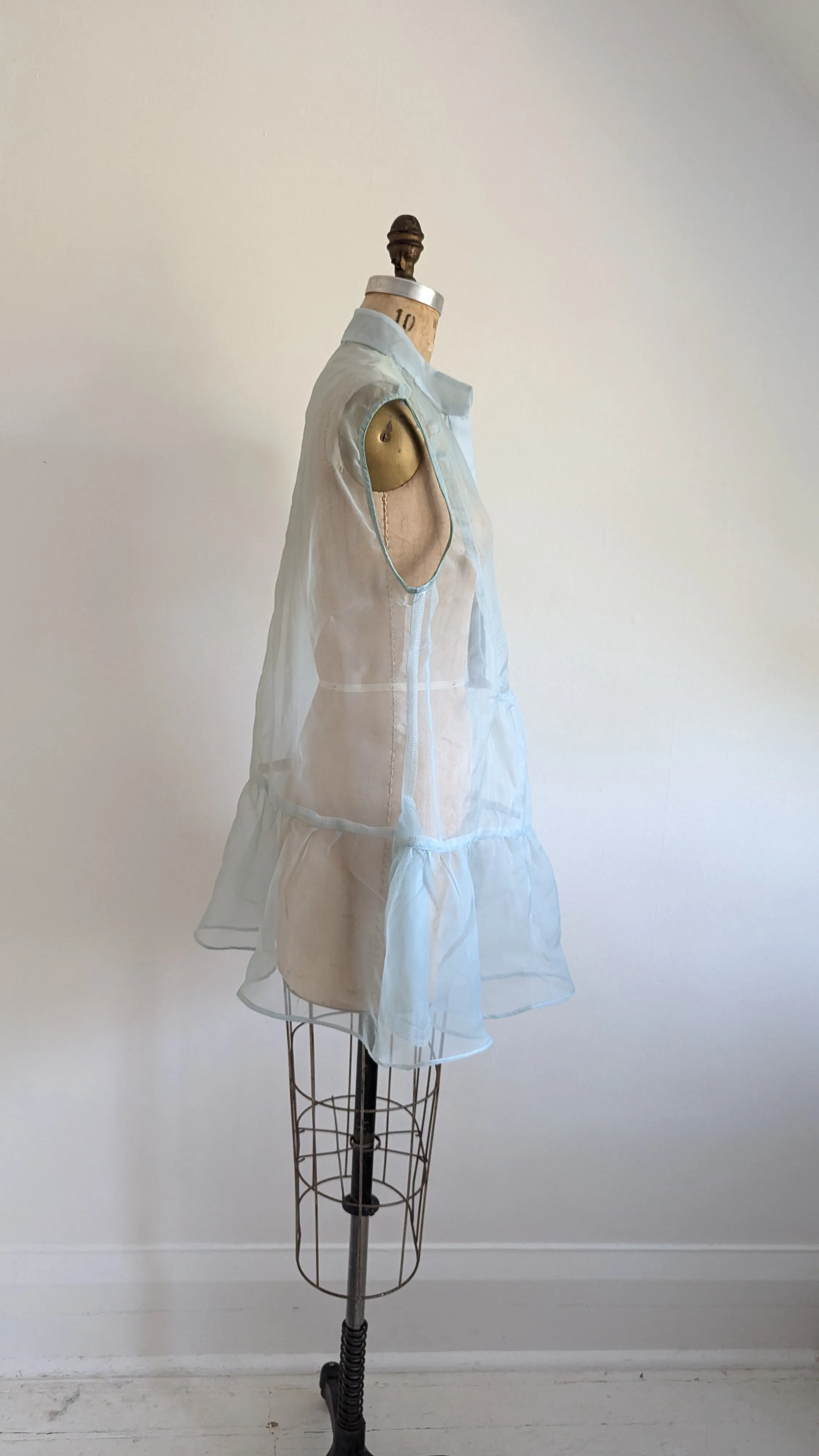 Carrie Dress - One of a Kind Upcycled & Vintage Sheer Mini Dress Size L/XL #CAR7