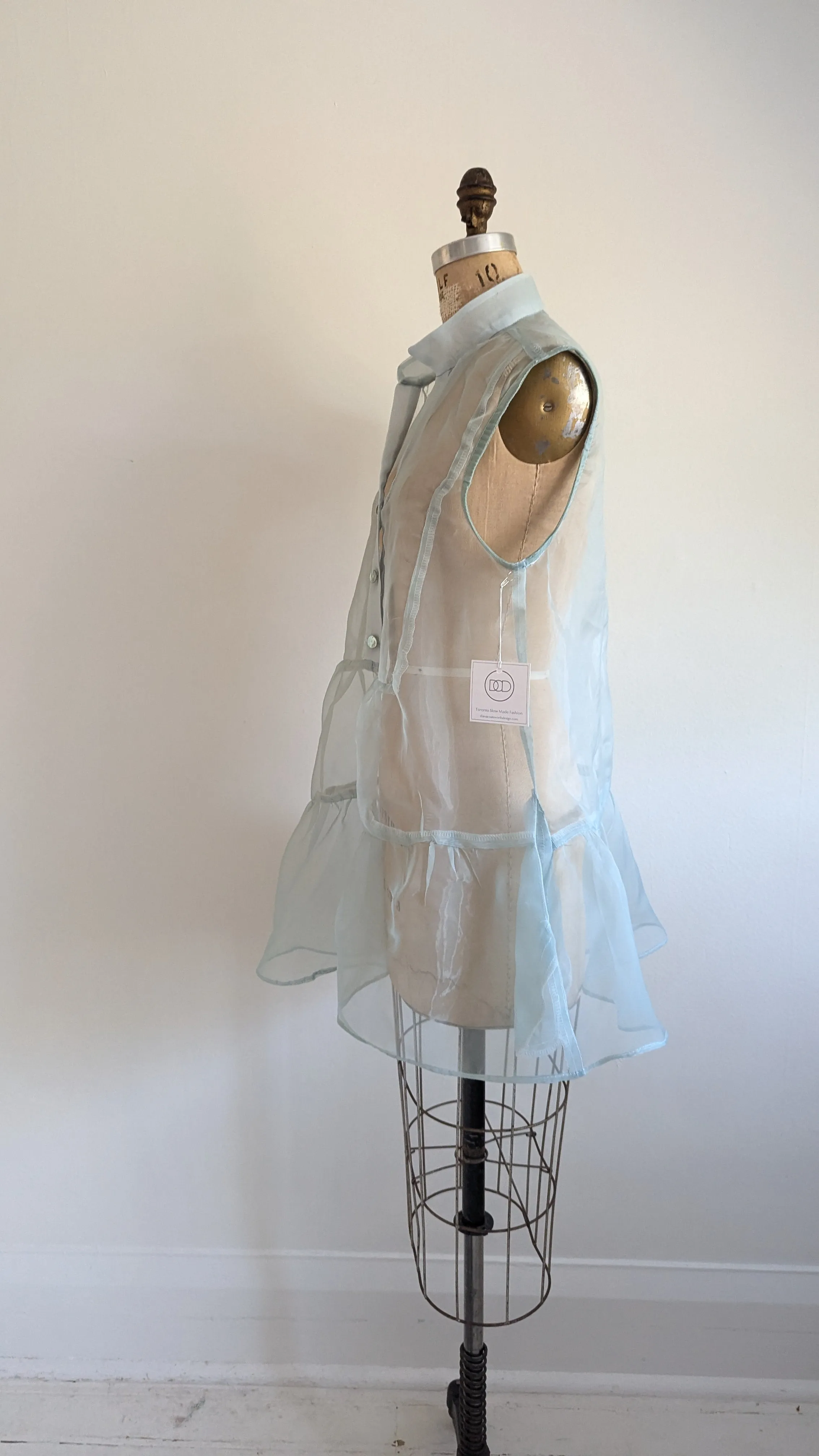 Carrie Dress - One of a Kind Upcycled & Vintage Sheer Mini Dress Size L/XL #CAR7