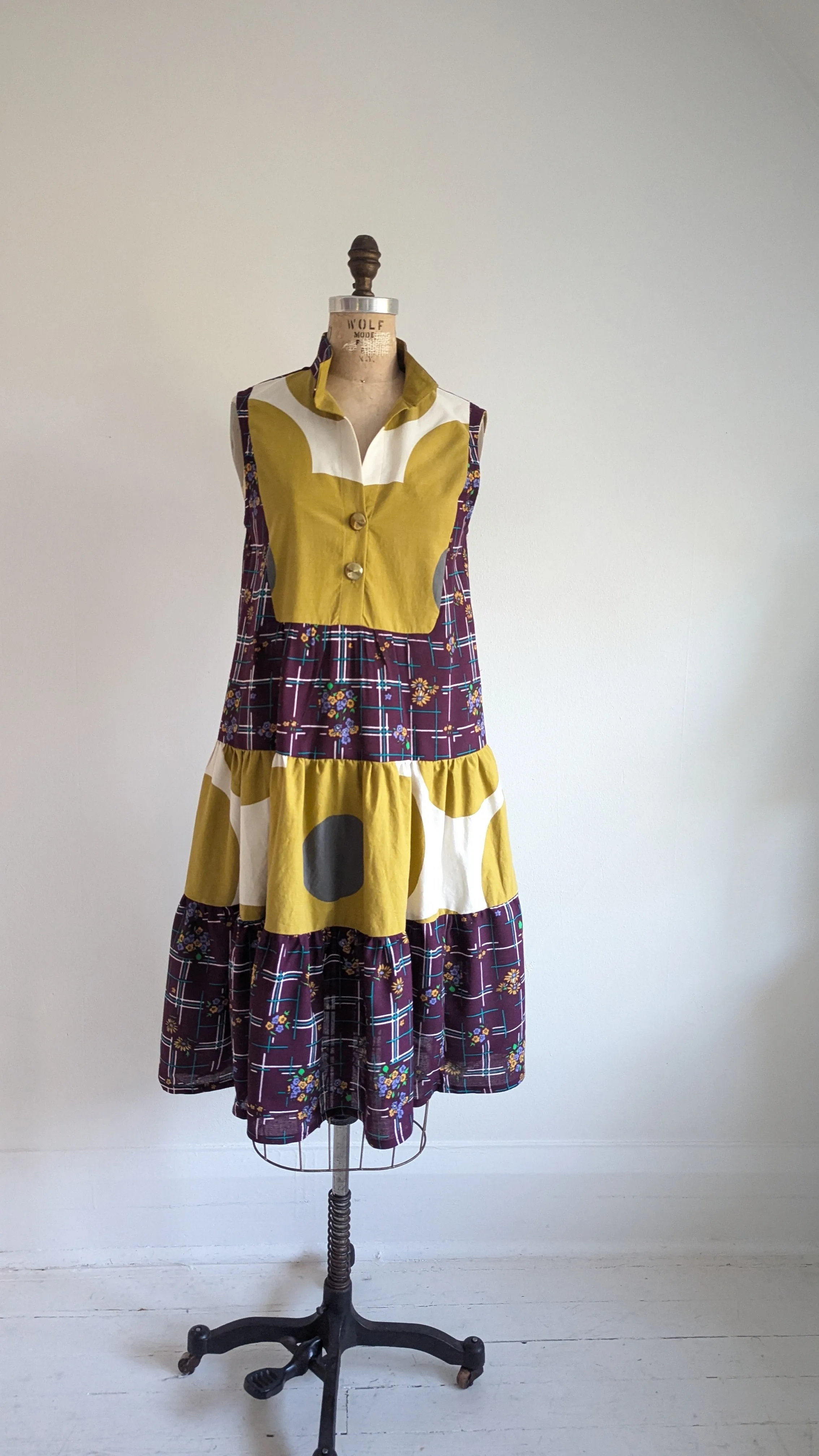 Carrie Dress - One of a Kind Upcycled & Vintage Textiles Size S/M #CAR2