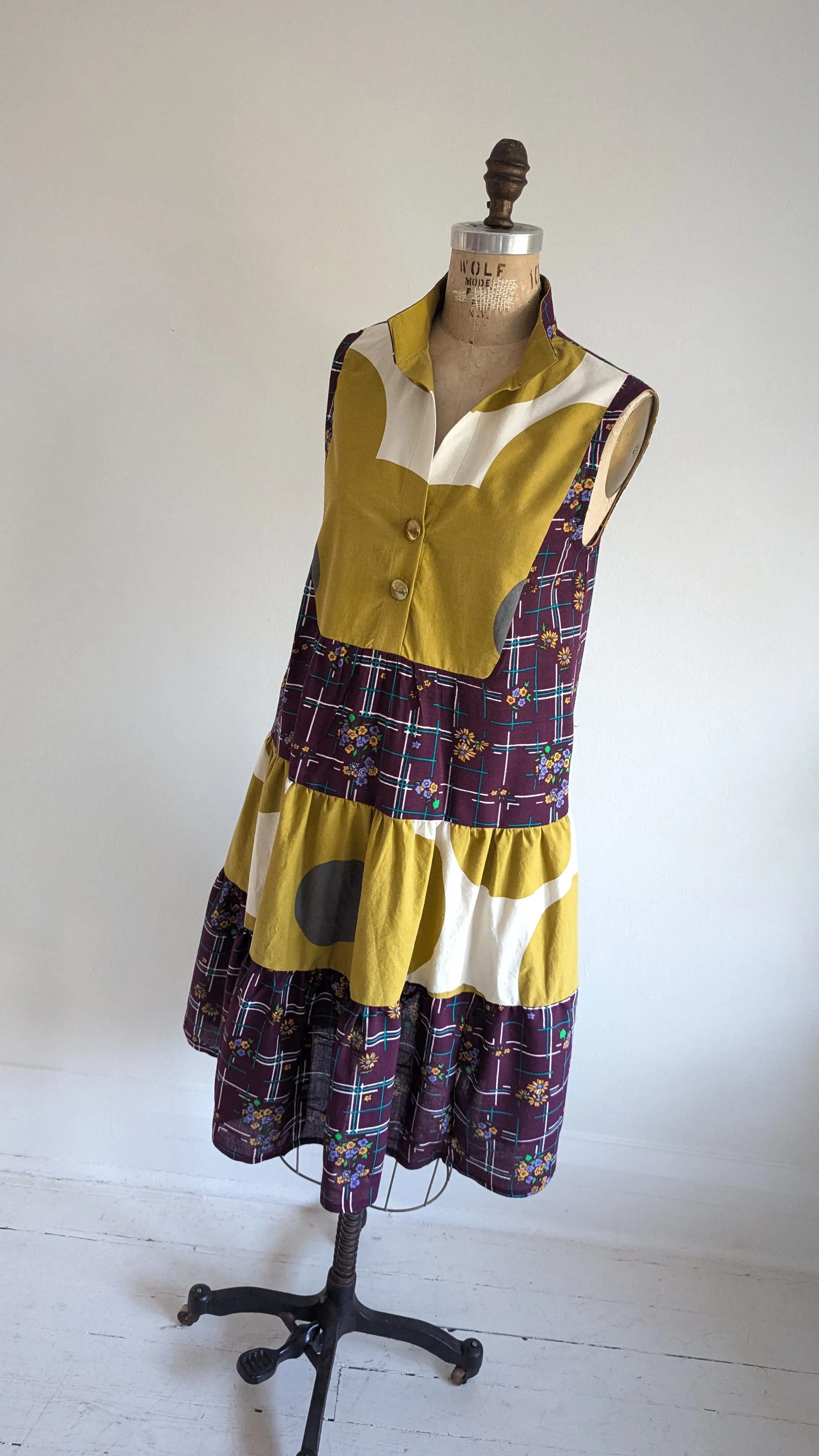 Carrie Dress - One of a Kind Upcycled & Vintage Textiles Size S/M #CAR2